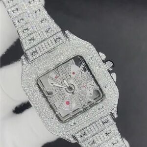Luxury Silver Watch with Diamond Accents